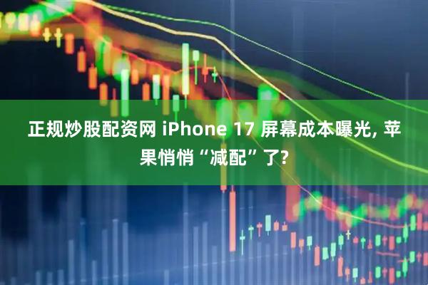 正规炒股配资网 iPhone 17 屏幕成本曝光, 苹果悄悄“减配”了?