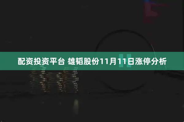 配资投资平台 雄韬股份11月11日涨停分析