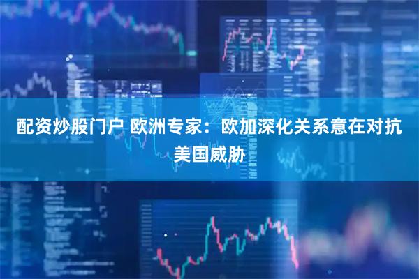 配资炒股门户 欧洲专家:欧加深化关系意在对抗美国威胁